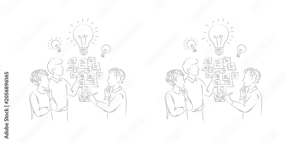 Obraz premium Brainstorming Innovation Process Outline Isolated Transparent PNG Suitable For Business Presentation Startup Concept