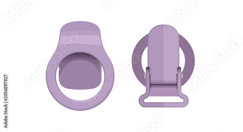 Purple Plastic Baby Pacifier Clips and Suspender Fasteners Isolated