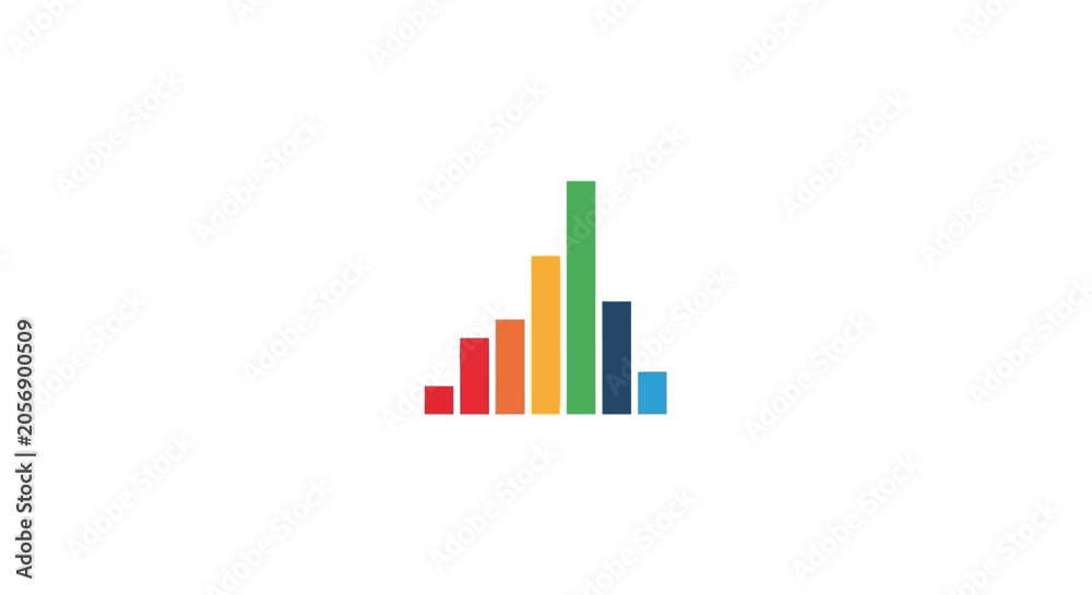 Fototapeta premium Colorful Bar Chart Icon on White Background, Data Visualization, Growth Concept