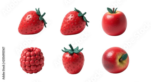 fruit assortment on a clean white background a selection of red fruits healthy eating and food concepts