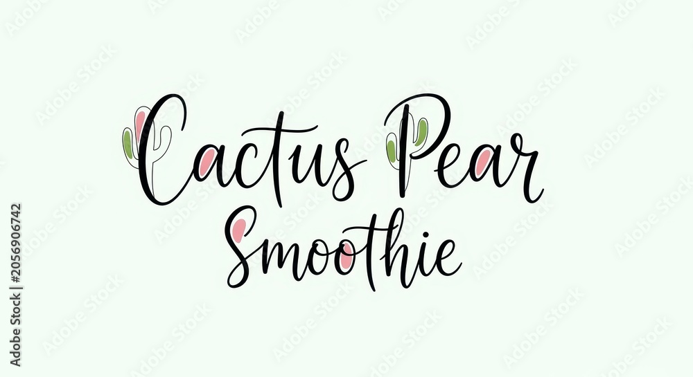 Fototapeta premium Cactus Pear Smoothie Text Design.