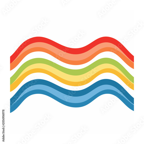 Rainbow curved stripes vector graphic