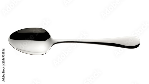 Vászonkép Isolated polished shiny metallic stainless steel dessert spoon, elegant kitchen