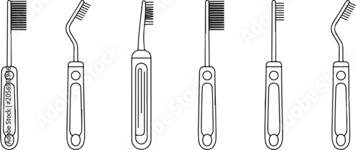 Foto Assortment of toothbrushes and dental cleaning tools for effective oral hygiene and plaque removal