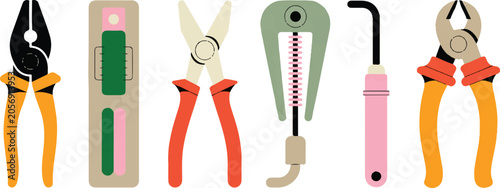 Foto Collection of manual tools including pliers, cutters, and gardening implements for various repair and outdoor tasks