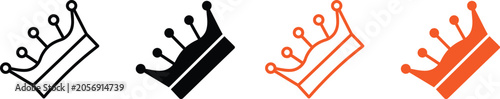 Photos Set of four simple crown icons in black and orange