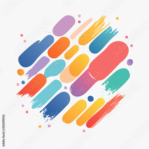 Abstract Colorful Brush Strokes and Dots Pattern