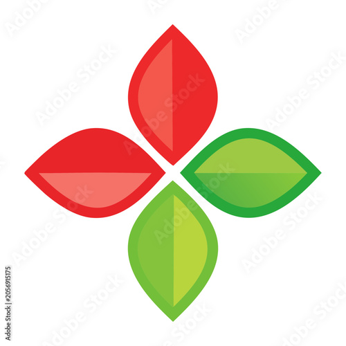 Abstract red and green flower icon