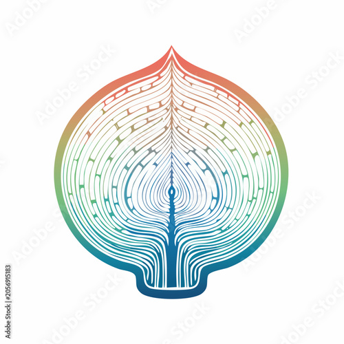 Abstract Stylized Leaf with Gradient Colors