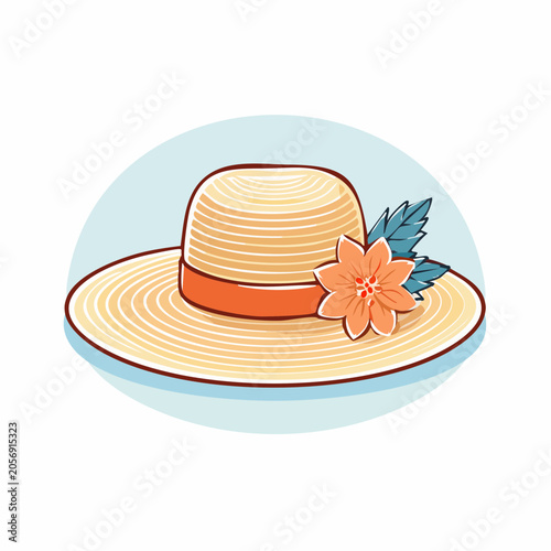 Straw Hat with Flower Decoration