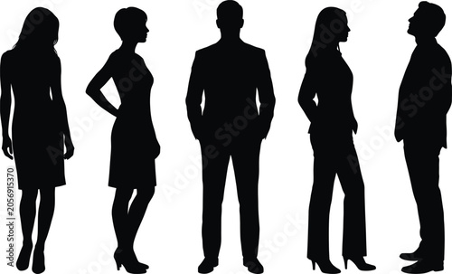 Valokuva Professional corporate business people silhouettes standing in different active