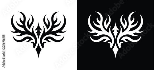 Foto Tribal Phoenix Logo Vector, Abstract Fire Bird Emblem, Gothic Tattoo Style Masco