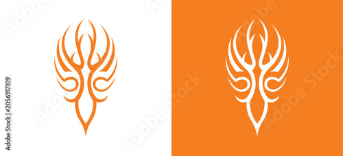 Photography Tribal Phoenix Flame Logo Vector, Abstract Fire Bird Emblem, Modern Tattoo Style