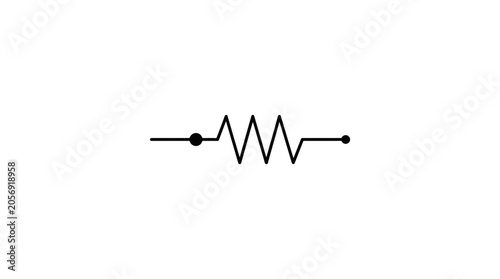 Photography Black electronic resistor schematic symbol icon on white background