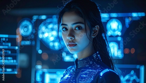 Futuristic AI agent visualized as an intelligent digital assistant with glowing interface