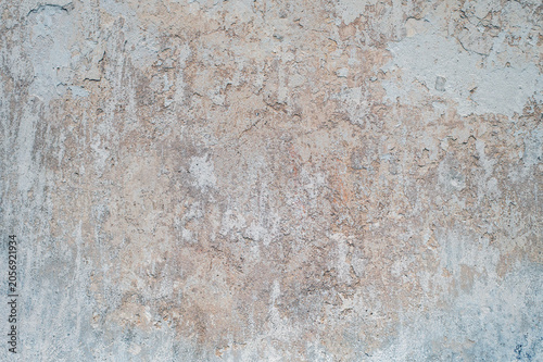 Aged Peeling Plaster Wall With Grunge Texture, Weathered Concrete Surface and Close-Up Detail