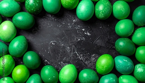 Green Easter eggs on black
