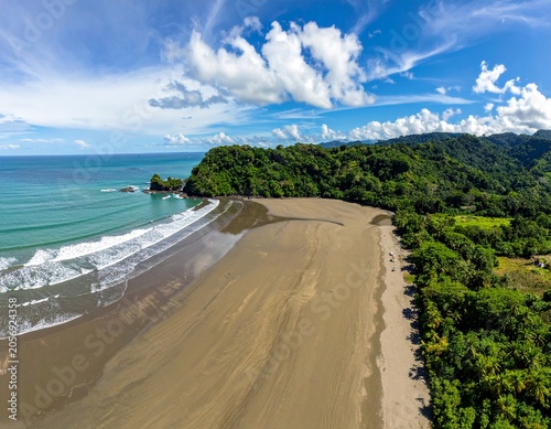 Lush tropical coastline with ocean