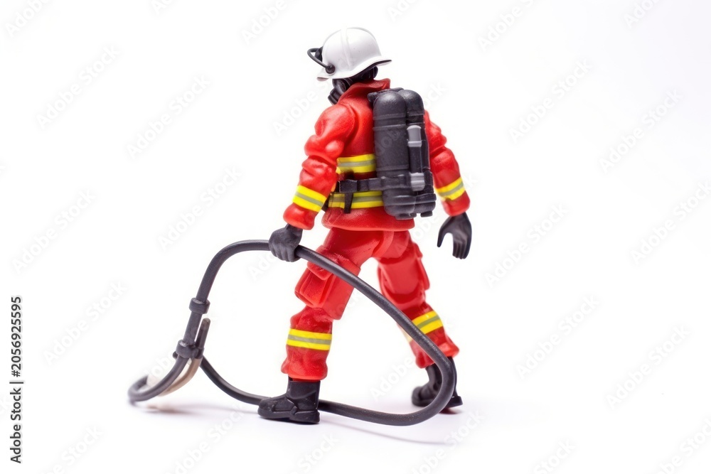 Fototapeta premium Firefighter helmet white background protection.