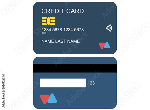 Credit Card Front and Back with Contactless Payment Symbol Vector