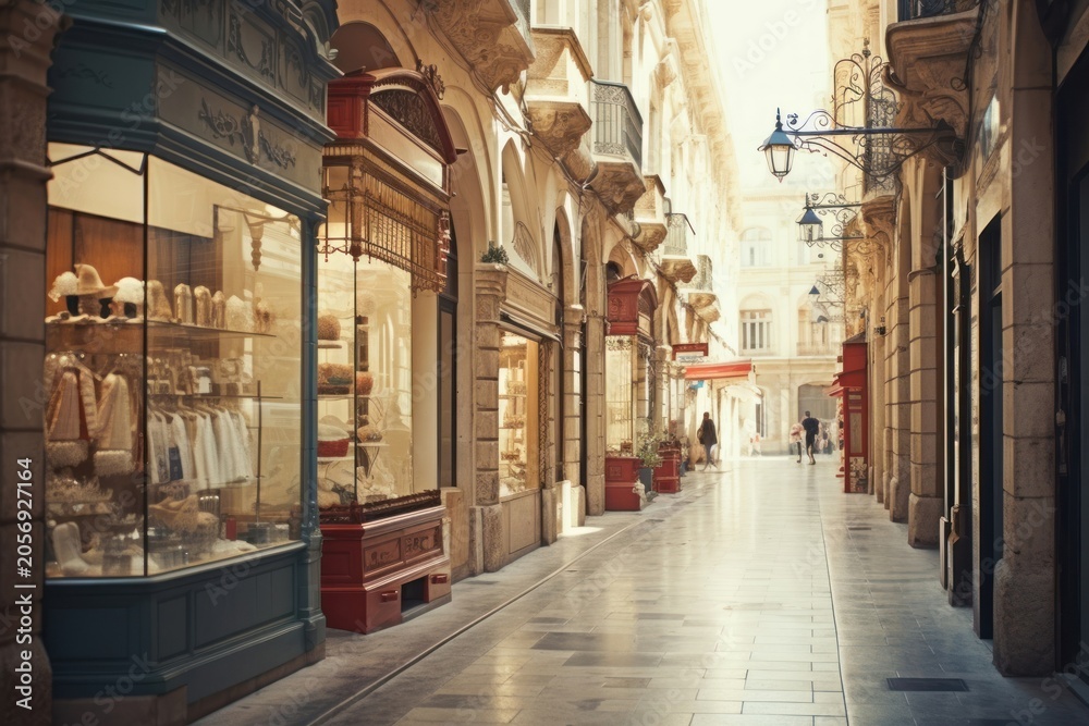Fototapeta premium Shopping alley street city town.