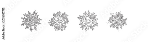 Foto CAD top view tree canopy symbols set, architectural landscape plan vegetation bl
