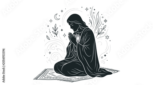 Photos Spiritual Prayer Woman Praying on Prayer Mat