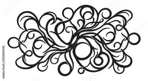 Bild auf Leinwand Black silhouette of a flowing organic loop network, high-selling stock vector de