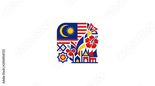 Obraz na plátně Malaysia National Day Celebration Logo Vector Illustration