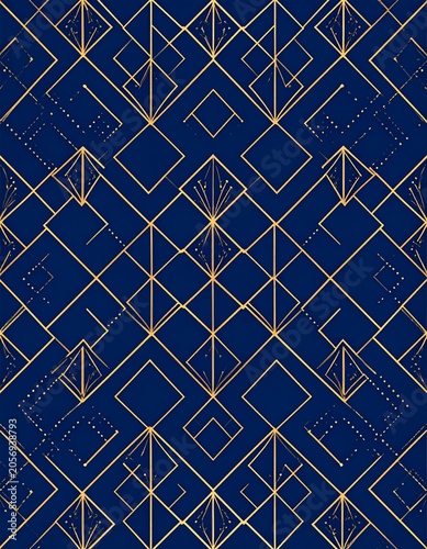 Geometric art deco pattern on navy