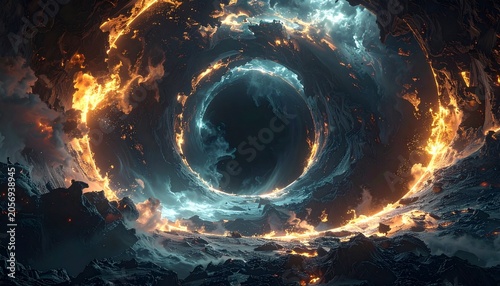 Fiery cosmic portal vortex
