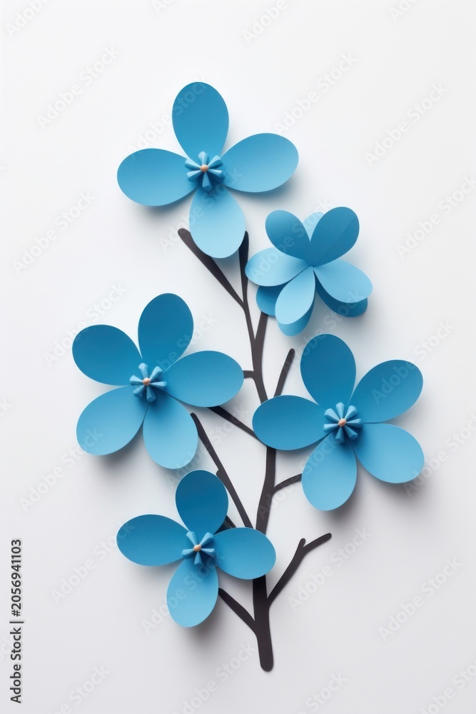 Naklejka premium Exotic blue flower plant art white background.