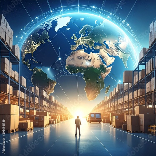 Global logistics hub sunrise