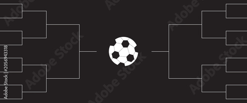 World Cup tournament bracket with a football icon on a dark background. Simple knockout competition template for international soccer events and championship schedules.