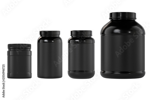 Protein Jar bottle set mockup 3d rendering on transparent background