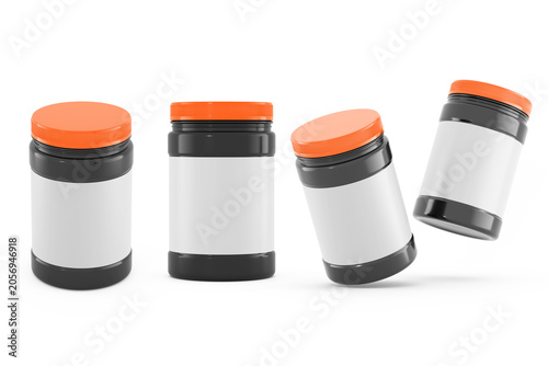 Supplement bottle set mockup_3d rendering on transparent background