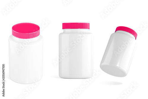 Supplement bottle set mockup_3d rendering on transparent background