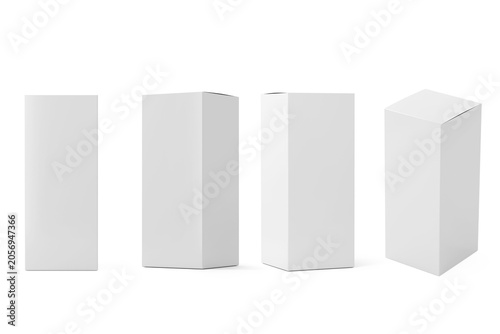 Tall Paper box set mockup 3d rendering on transparent background
