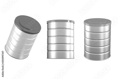 Tin Can set Mockup 3d rendering on transparent background