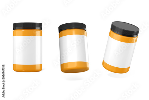 Wide jar bottle set mockup_3d rendering on transparent background 