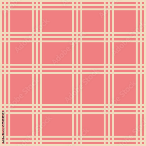 Pink and cream color gingham square line pattern