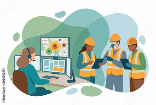 Emergency Dispatcher and Rescue Team Coordinating Operations