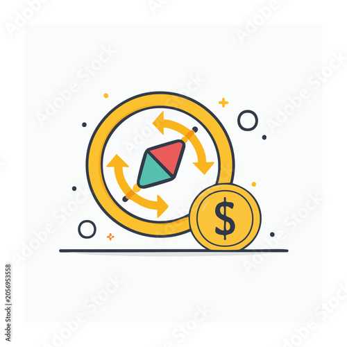 Flat design currency symbols circle