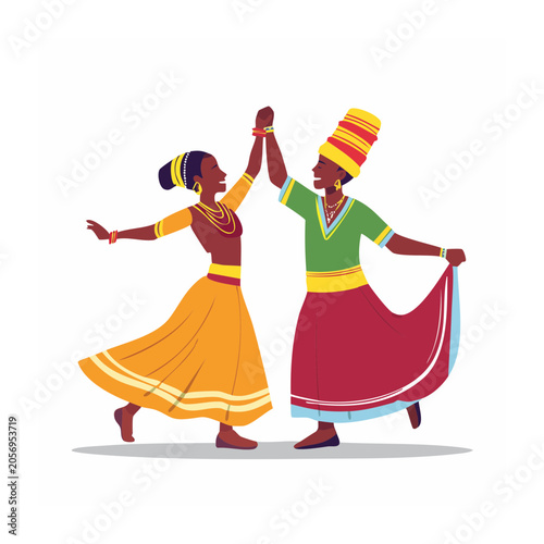 Vector illustration of dancer with ribbon