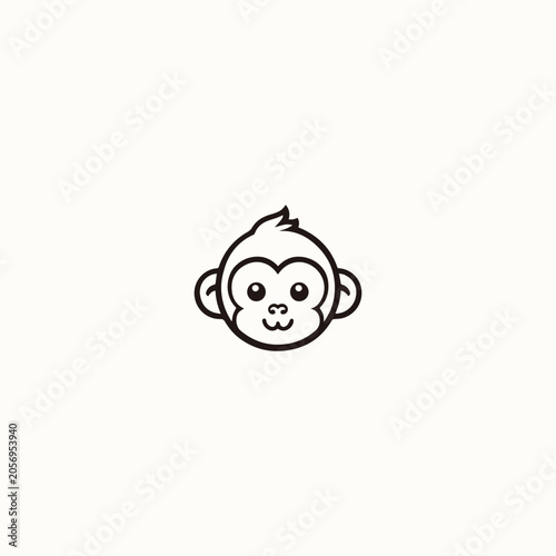 Photography A cute cartoon monkey face with a happy expression