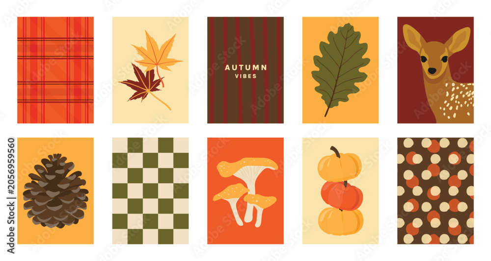 Obraz premium Abstract fall autumn background and pattern vector set. Design for card, greeting card, cover, poster.