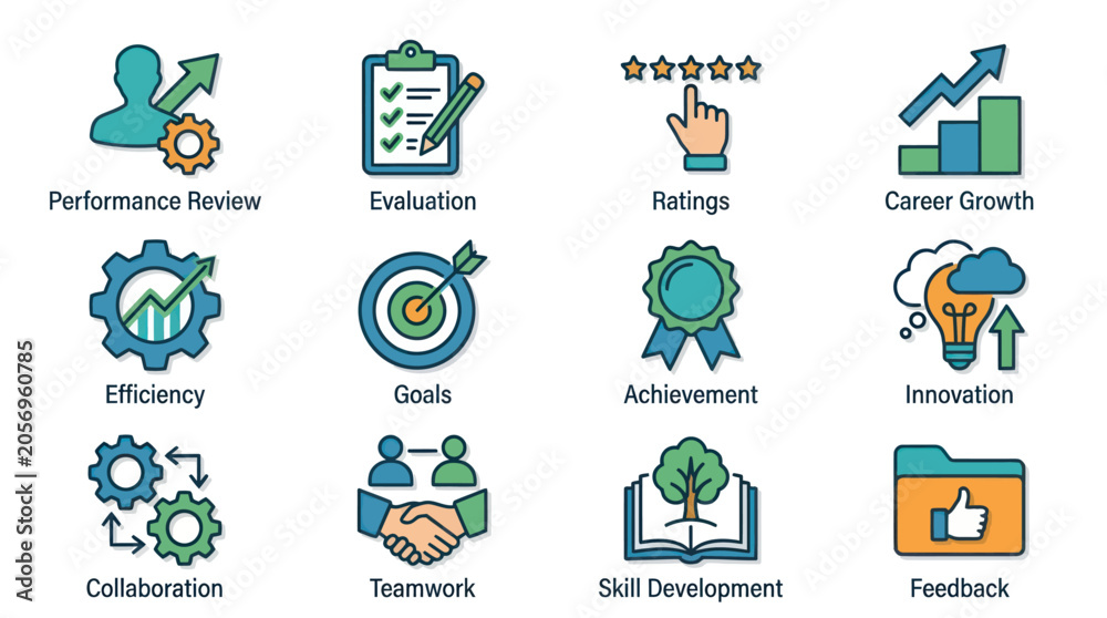 Fototapeta premium Business icons for performance review.