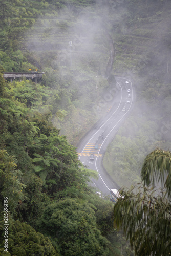 Highway with car and small mist