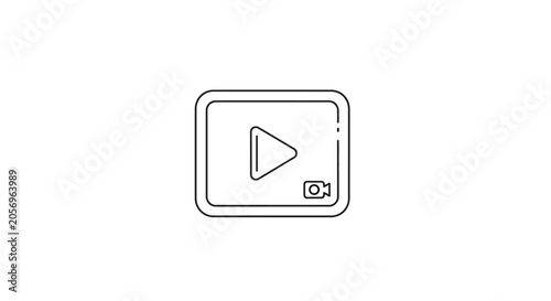 Minimalist video player interface icon on white background