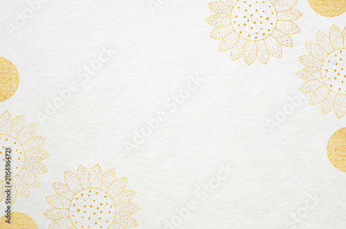Japanese modern pattern washi paper background. Japanese Washi paper texture featuring an abstract sunflower design.